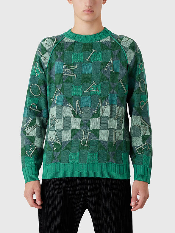 Sweater with oval neckline and logo embroidery - 1