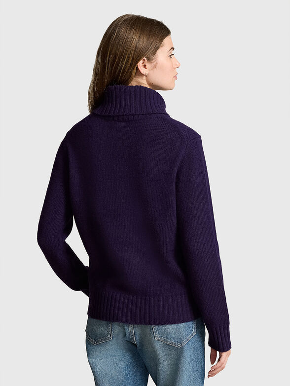 Purple wool sweater with polo collar - 3