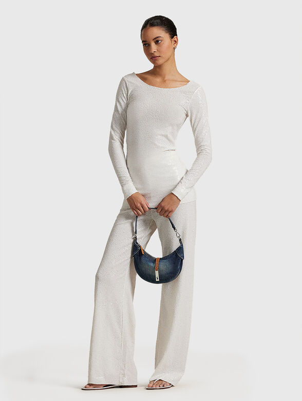 Sequined mesh wide leg trousers - 4