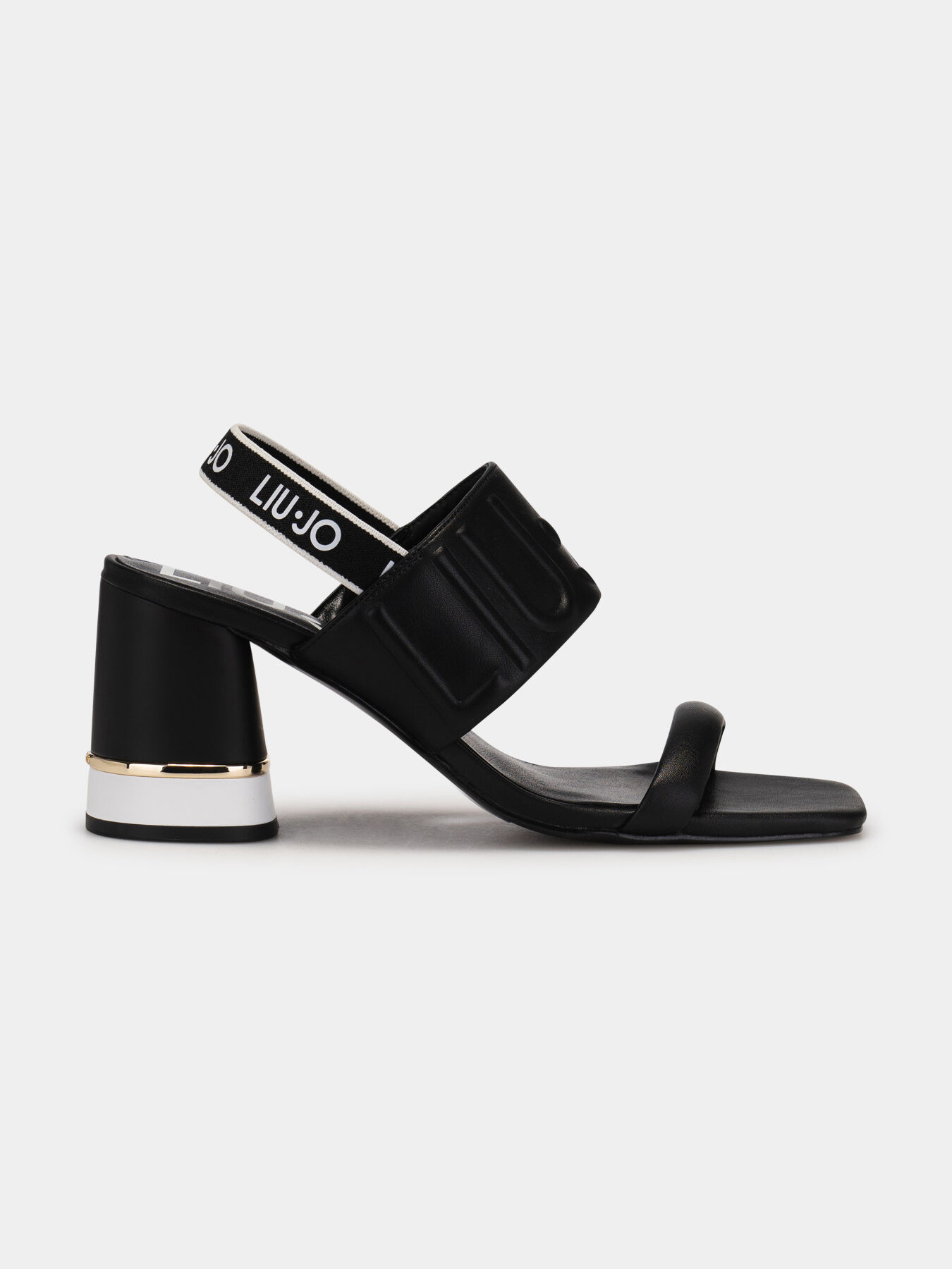 NICE 07 black heeled sandals with logo detail brand LIU JO Globalbrandsstore en