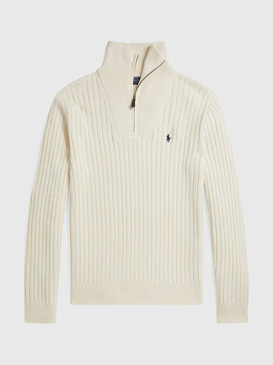 Sweater with zip and logo embroidery - 1