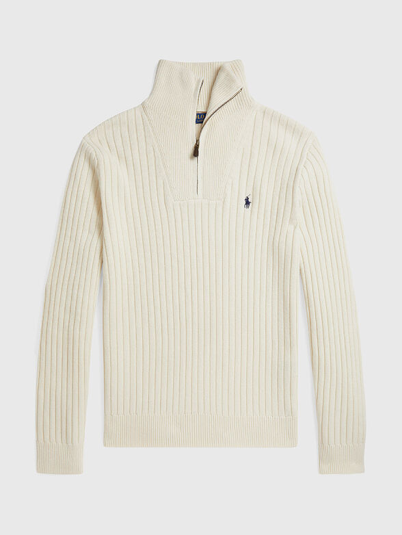 Sweater with zip and logo embroidery - 1