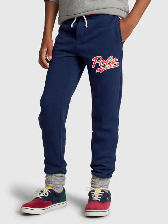 Спортен панталон с лого принт и връзки - 1