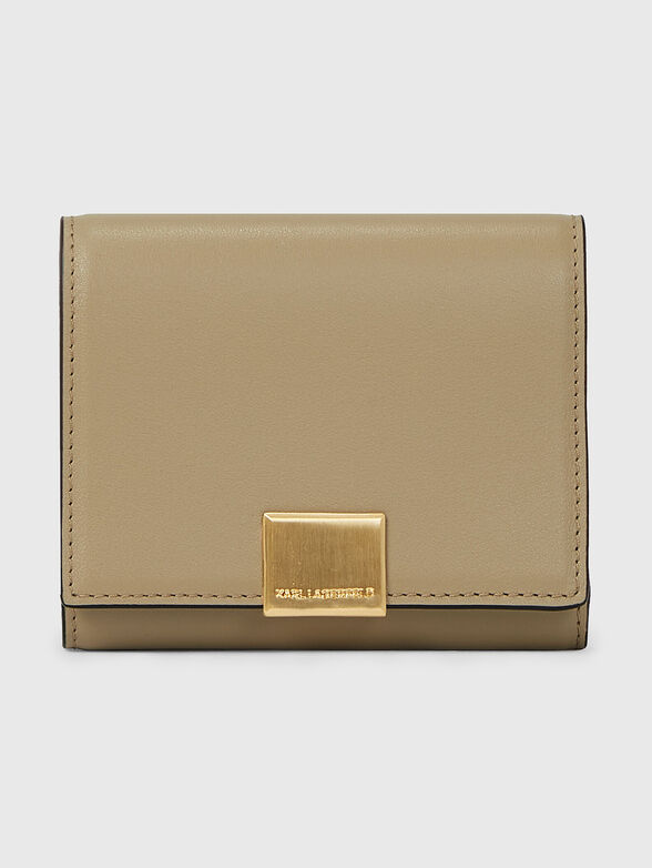 Leather wallet with golden logo detail - 1