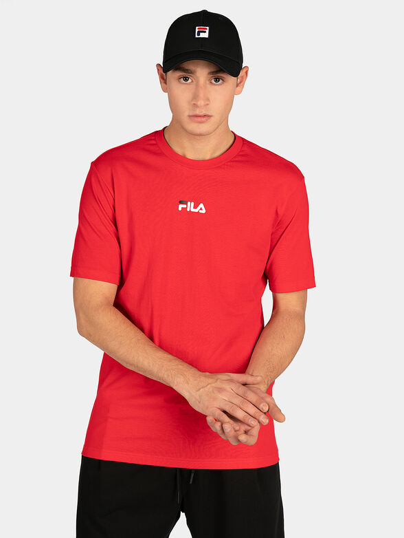 Red T-shirt with maxi logo print - 1