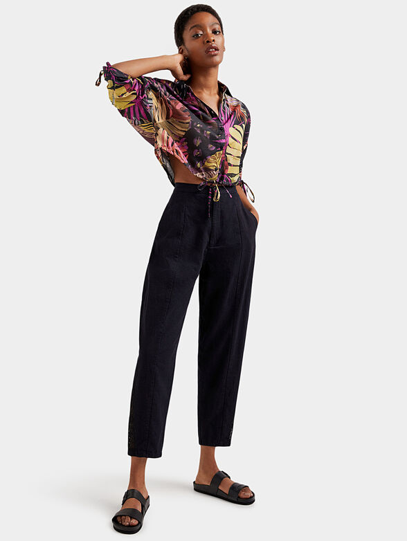ONA cropped shirt with floral print and laces - 2