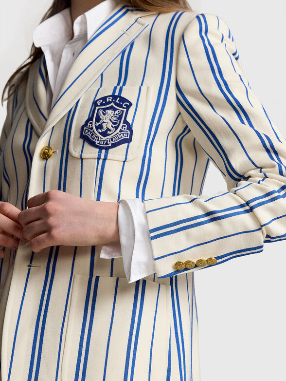 Striped wool and cotton blazer - 4