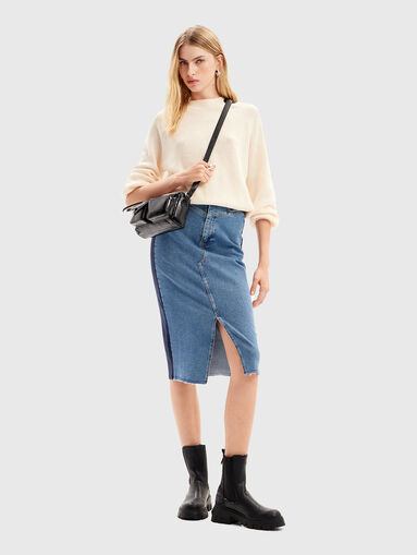 Denim skirt with contrasting elements - 5