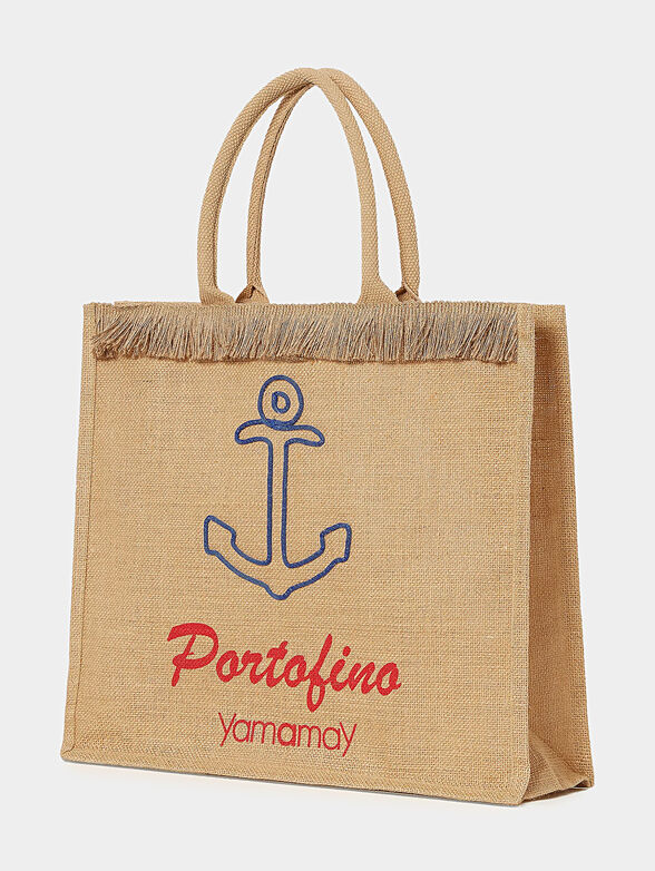 Beach bag with anchor embroidery in blue color - 1
