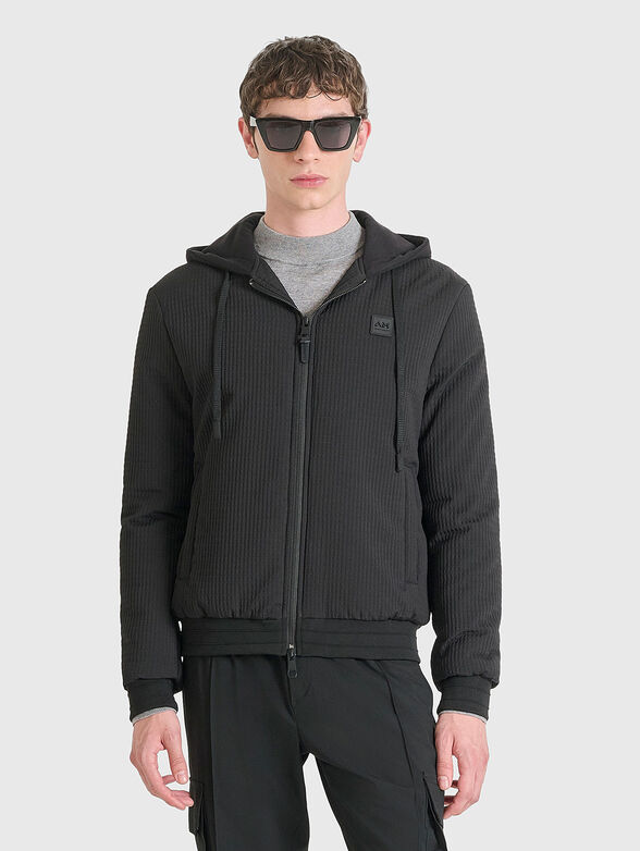 Black bomber jacket with embossed texture - 1