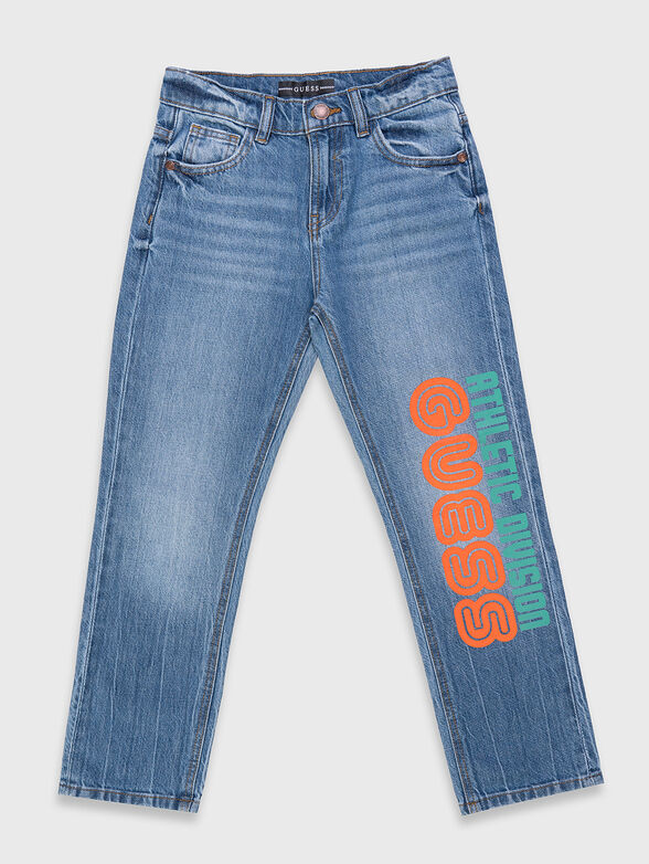 Contrast logo print jeans - 1