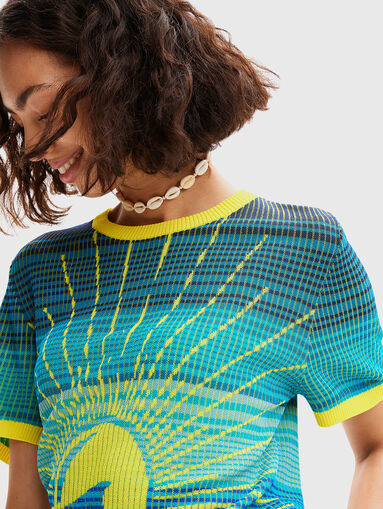 Knitted viscose blend T-shirt  - 5