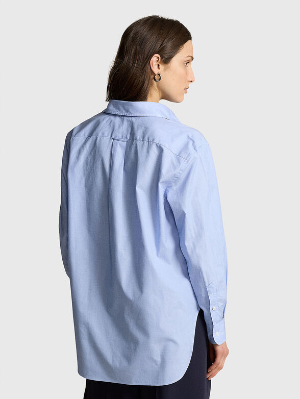 Cotton shirt with elongated back hem - 3