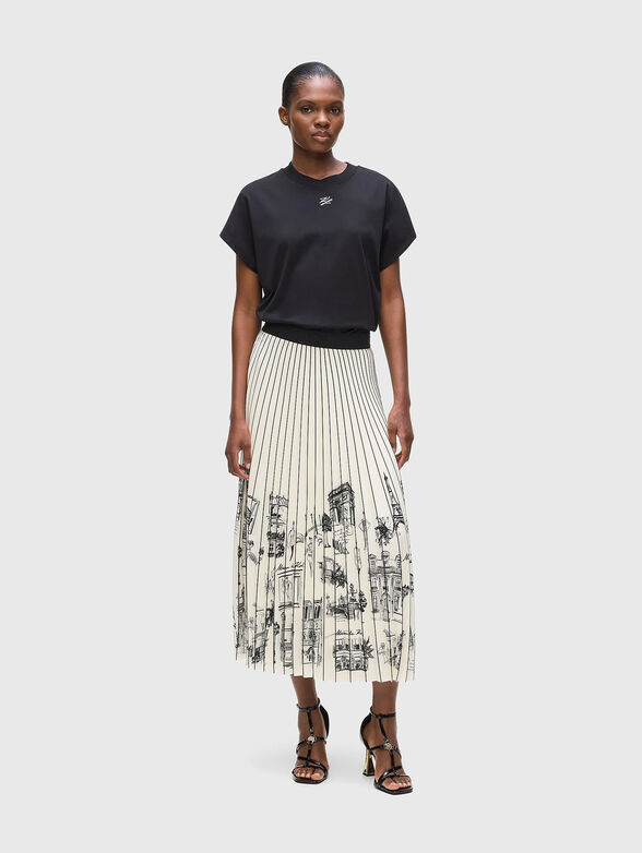 Midi pleated skirt with print - 4