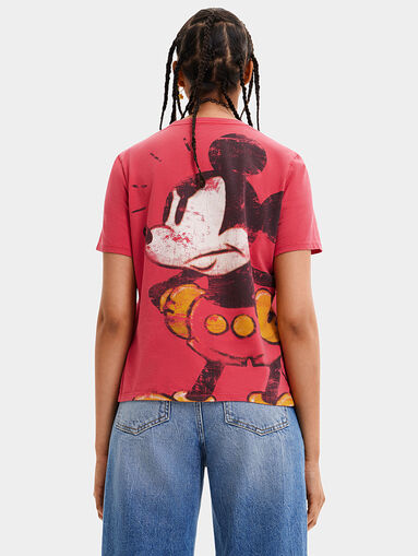 Red T-shirt with Mickey Mouse print - 3