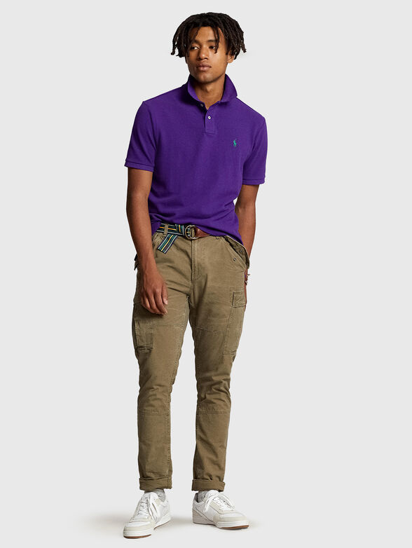 Dark purple Polo-shirt with contrasting logo - 1