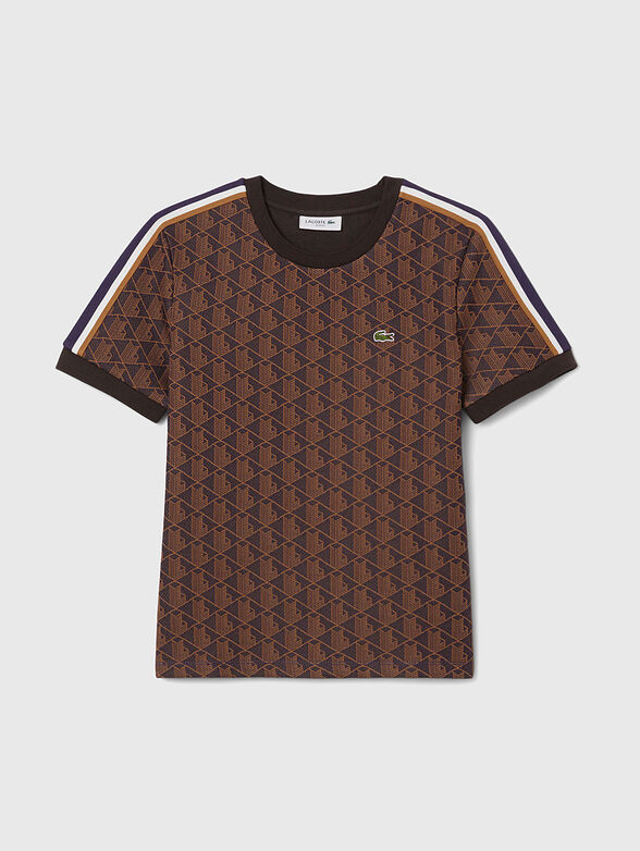 T-shirt with monogram print and oval neckline - 1