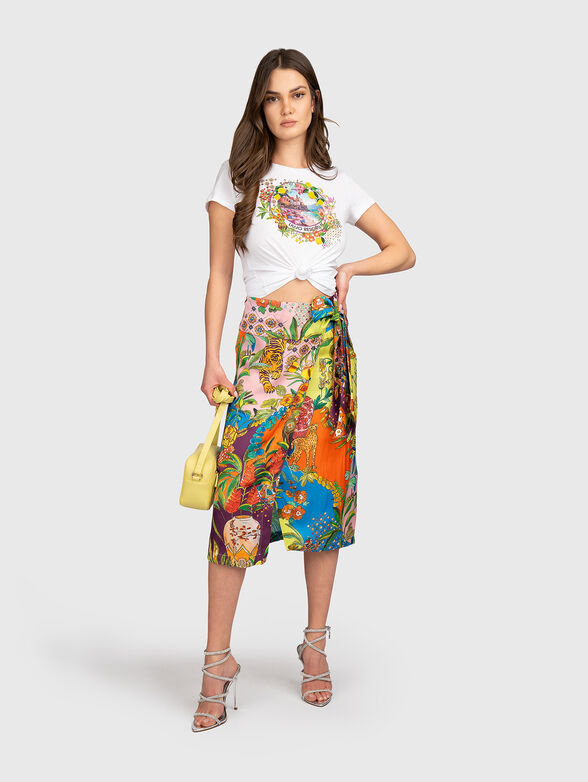 Midi skirt with tropical print - 4