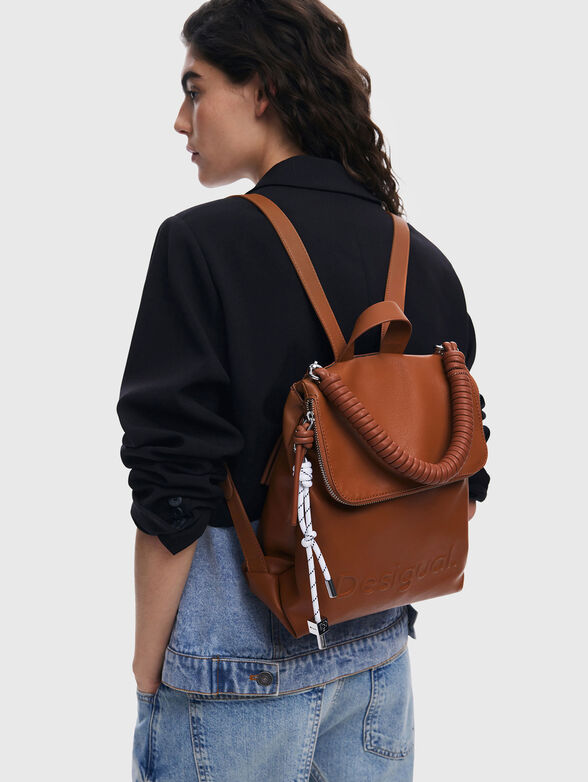 Brown backpack with maxi logo - 2