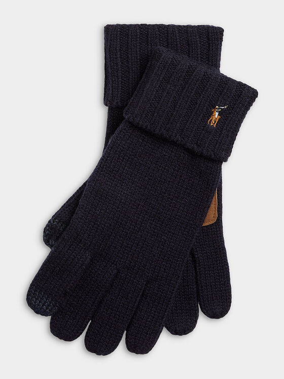 Плетени вълнени ръкавици с лого бродерия - 1