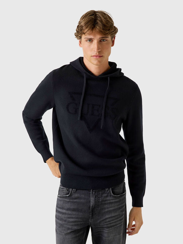 Hooded sweater with embossed logo - 1