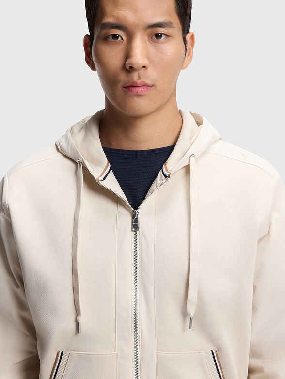 Cotton sweatshirt with zipper and contrasting trim - 4