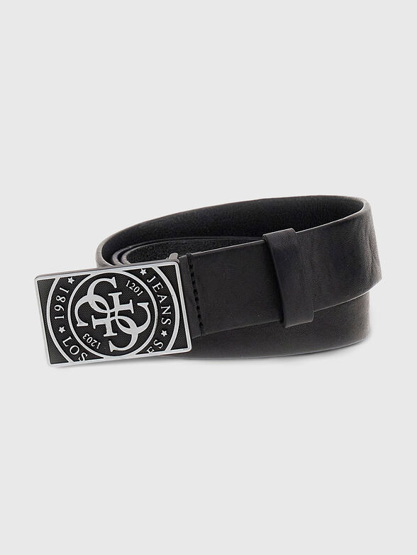 Leather belt with logo buckle - 1