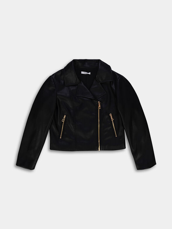 Eco leather jacket with golden zips - 1