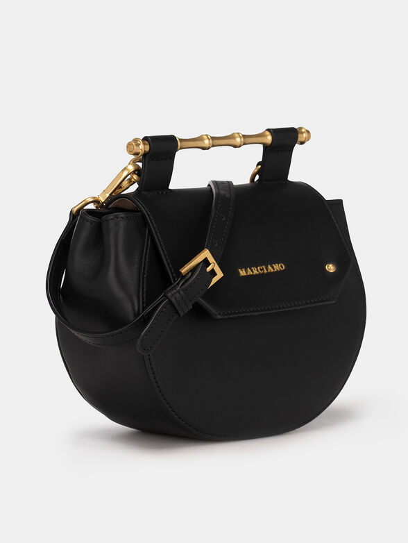 ALIA black leather bag with logo detail - 6