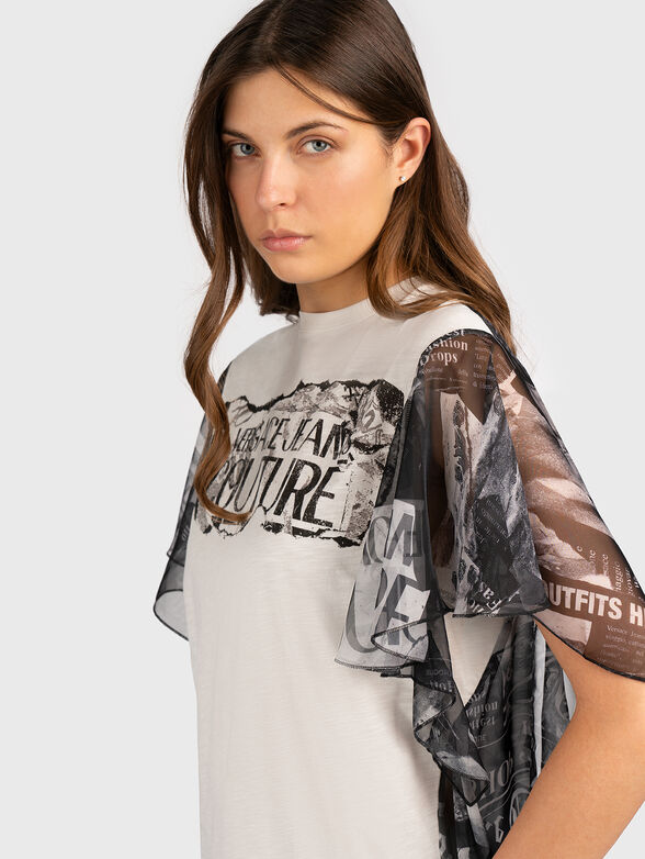 T-shirt with sheer back and accent sleeves - 3