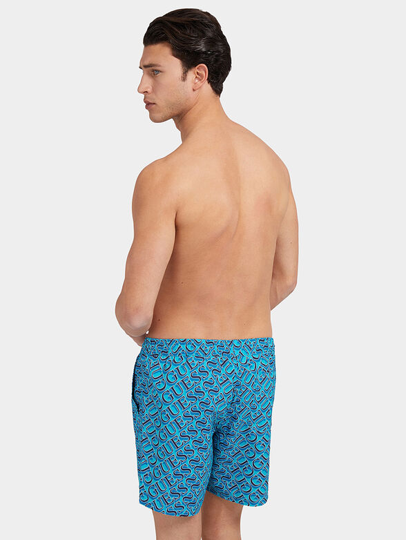 Blue swim trunks with logo print - 2