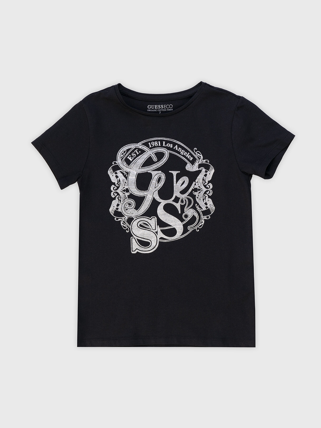 Black t-shirt with accent logo brand GUESS