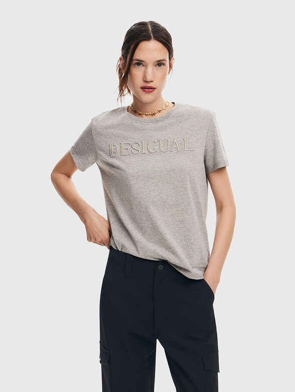 BRANDY T-shirt with embossed logo in grey - 1