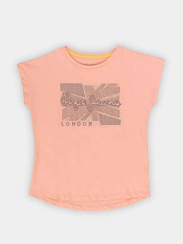 LELI pink T-shirt with applied rhinestones - 1