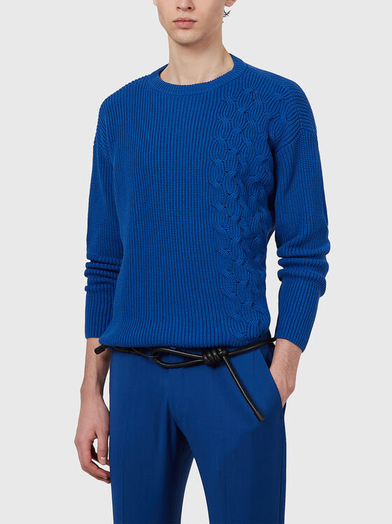 Cotton sweater with oval neckline - 1