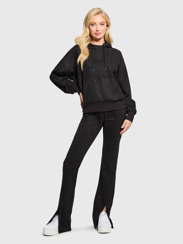 Black hooded sweatshirt with laces - 2