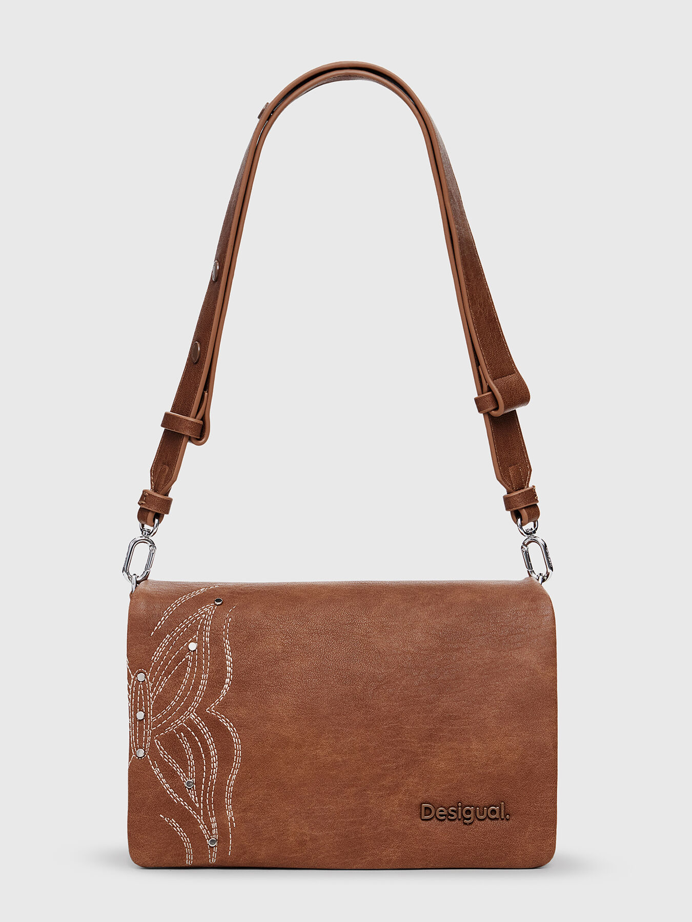 Brown bag with accent embroidery brand DESIGUAL Globalbrandsstore en