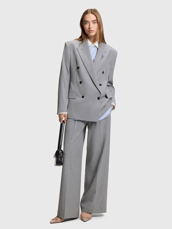 Oversized double breasted jacket with brooch - 2