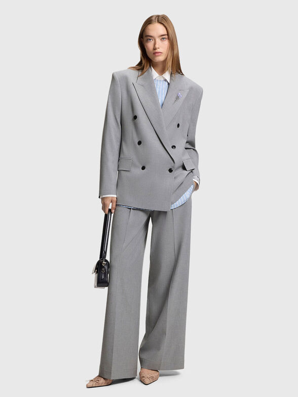 Oversized double breasted jacket with brooch - 2