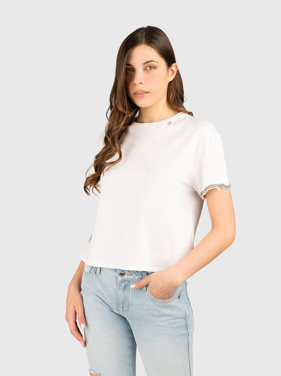 Памучна тениска с апликирани кристали - 1