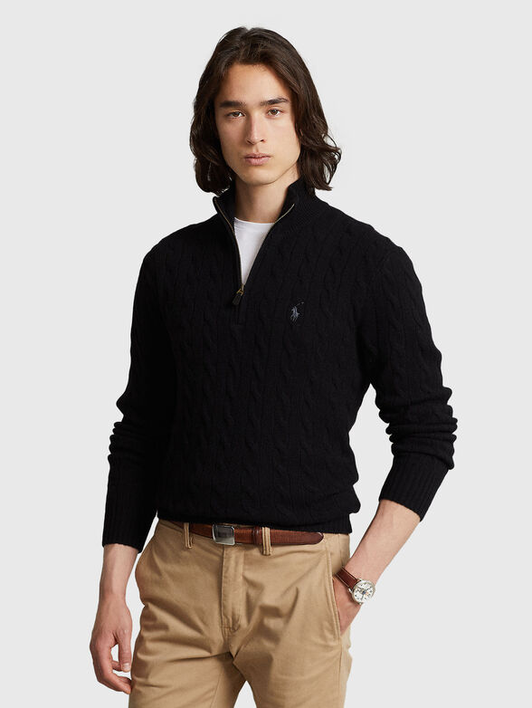 Sweater with zip and logo embroidery - 1