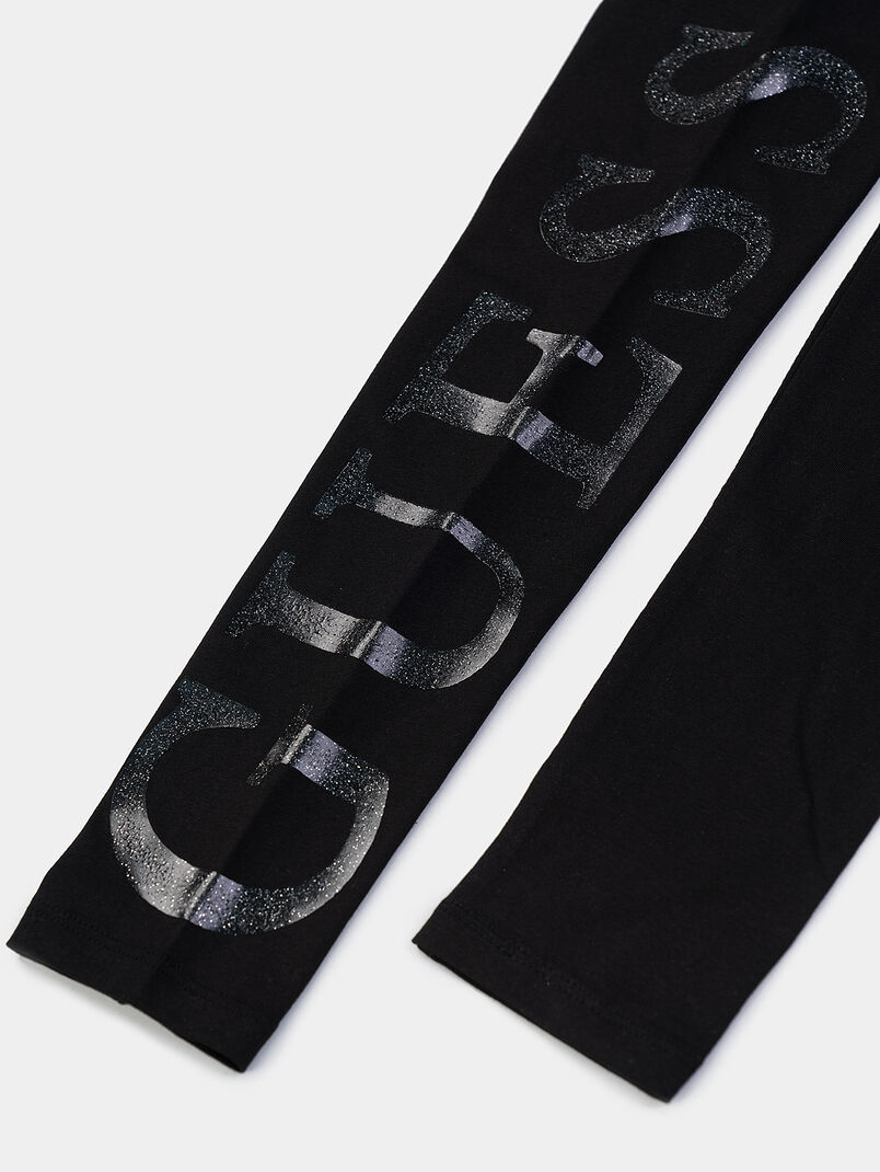 Black cotton leggings with logo detail - 3