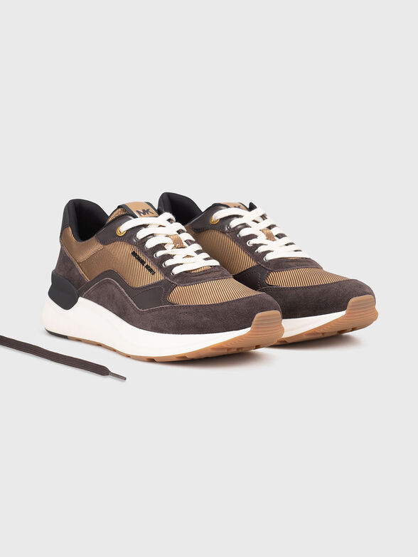 Suede and textile sports shoes with logo - 2