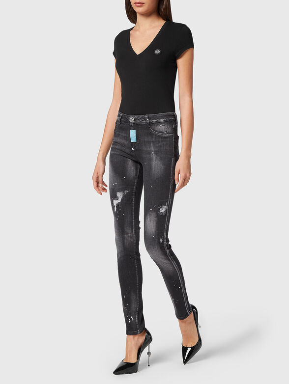 Black skinny jeans with washed effect - 4