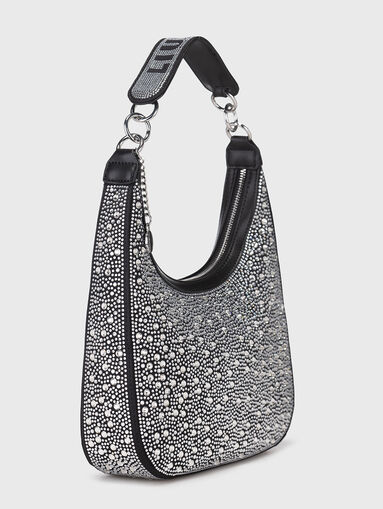 Crystal embellished bag in black  - 3