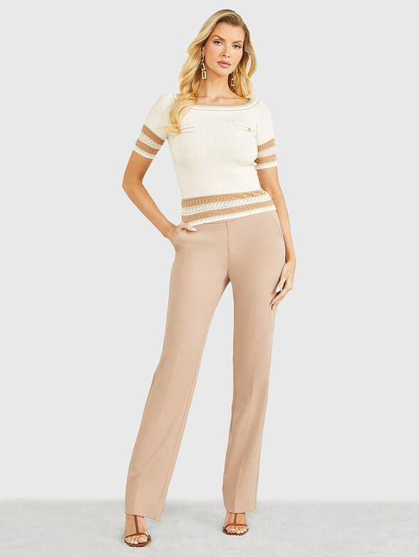 OLIVIA beige sweater with short sleeves - 4