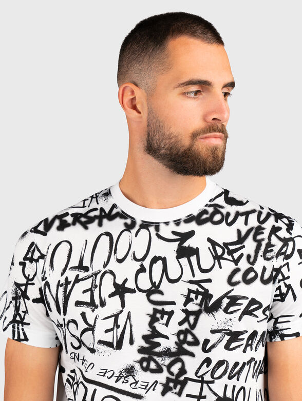Graffiti-print white T-shirt  - 4