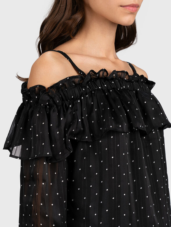 Black blouse with polka dot print - 2