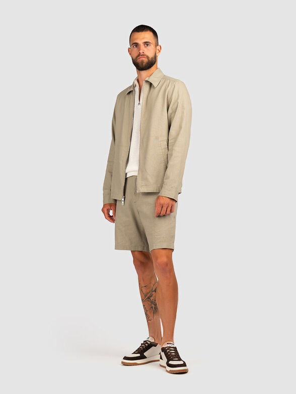 Linen and cotton collared jacket - 2