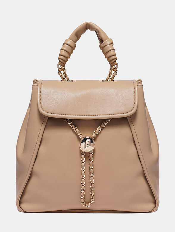 Beige backpack with chain details - 1